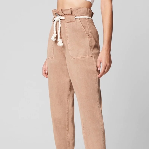 Blank NYC Pants - Blank NYC Paperbag Pants with Rope Belt in Tan Button Fly Sz M NEW